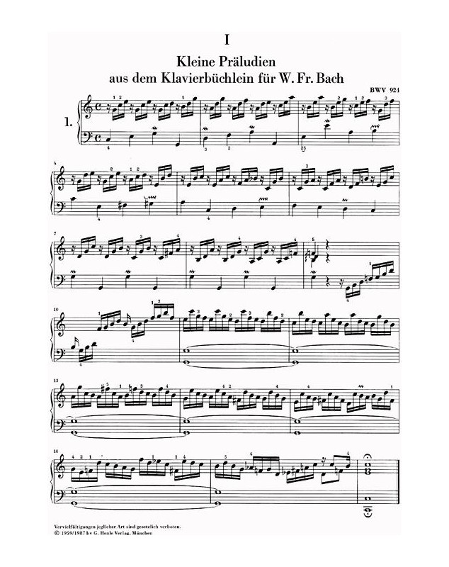 JS Bach : Petits Préludes et Fugues - Henle Verlag Urtext
