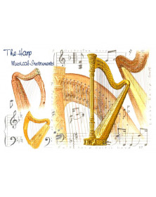 Carte de Voeux Harpe 12,7 x...