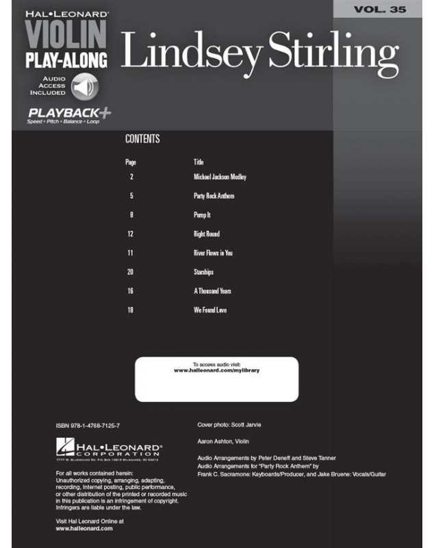 Violin play-along volume 35 - Lindsey Stirling