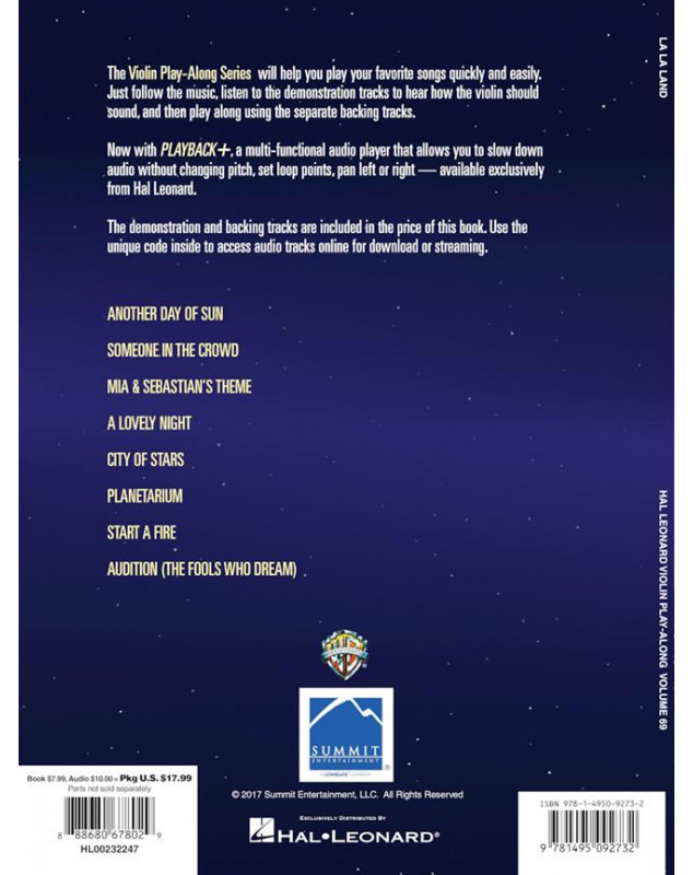 La La Land - Violin Play-Along - Partitions - Hal Leonard