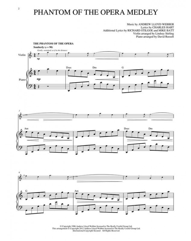 Le fantôme de l'opéra - Medley pour Violon et Piano