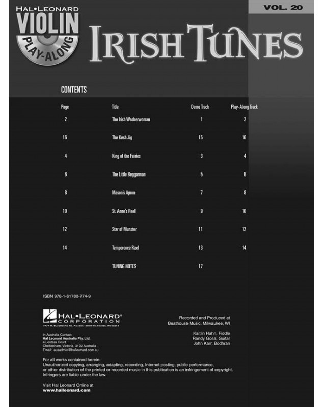 Violin play-along volume 20 - Irish Tunes