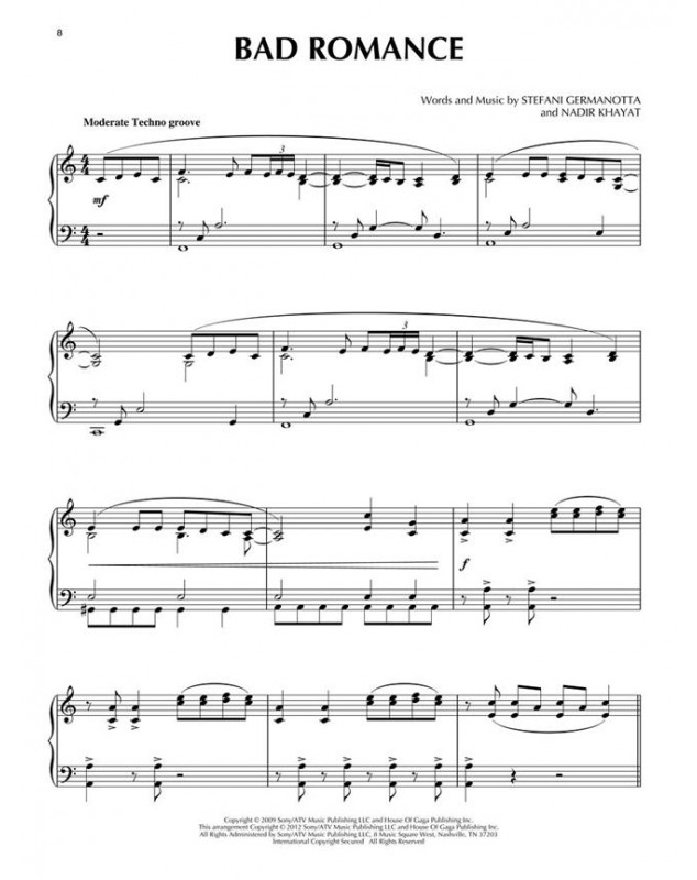 9781476814452 - Lady Gaga Piano Solo - HL00102707 éditions Hal Leonard
