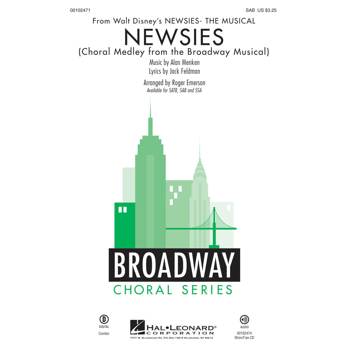 Alan Menken Newsies Choral Medley from the Broadway Musical Roger Emerson  SAB Conducteur chorale Broadway Choral TV, Film, Comé