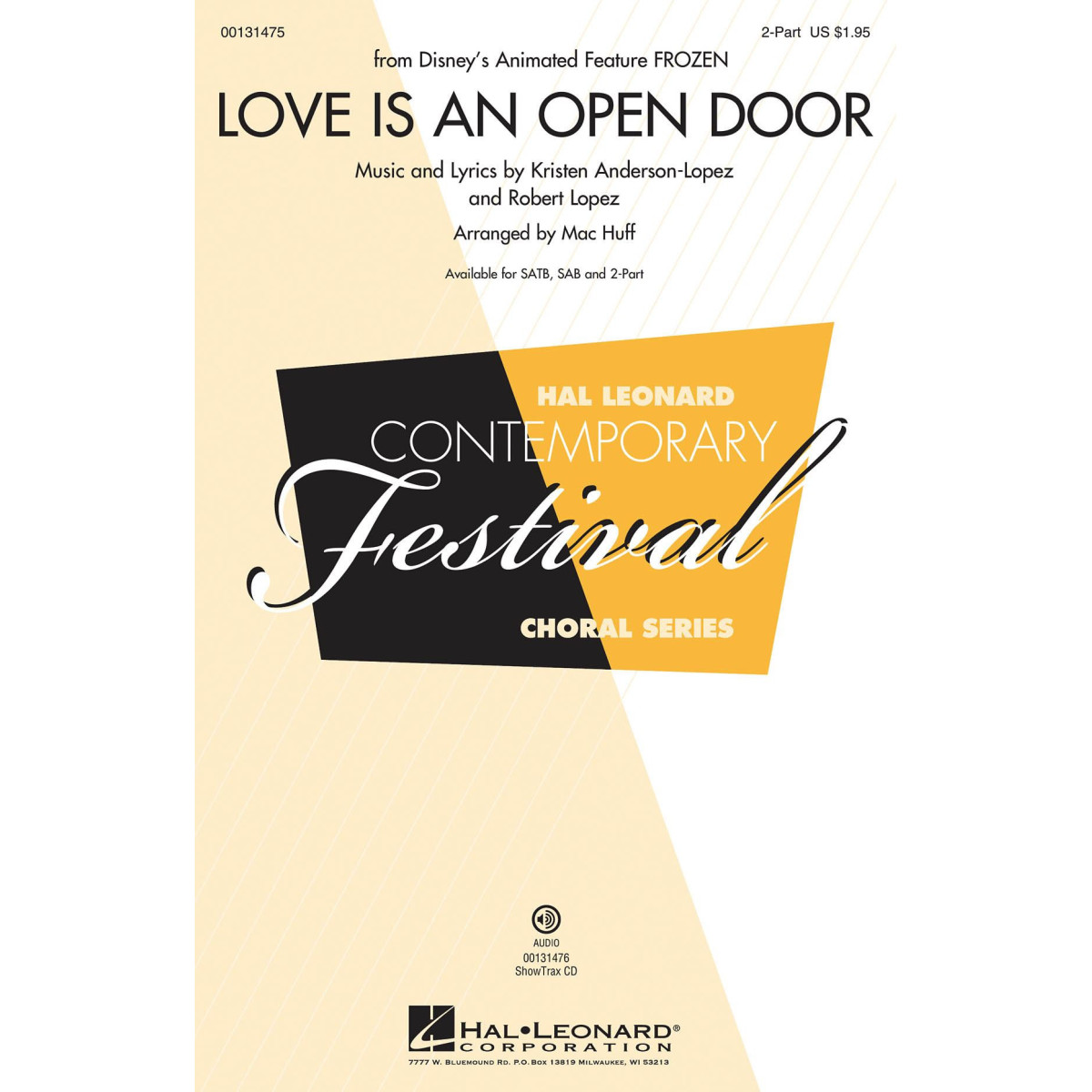 Love Is An Open Door (from Frozen)  Mac Huff  2-Part Choir Conducteur chorale Disney Choral TV, Film, Comédie musicale    888680