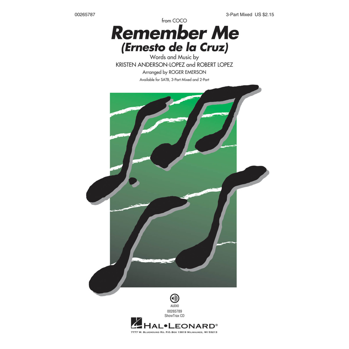 Remember Me (From Coco) Pop Choral Series Roger Emerson  3-Part Choir Conducteur chorale Pop Choral Series TV, Film, Comédie mus