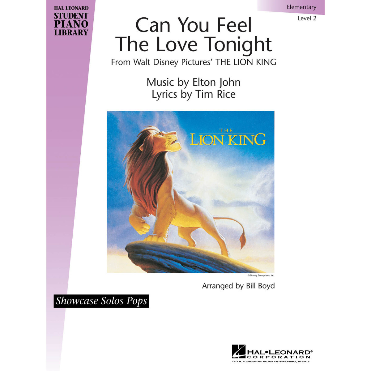 Tim Rice Can You Feel the Love Tonight  Bill Boyd  Piano Recueil Educational Piano Library Pédagogie    73999802665 HL00296618