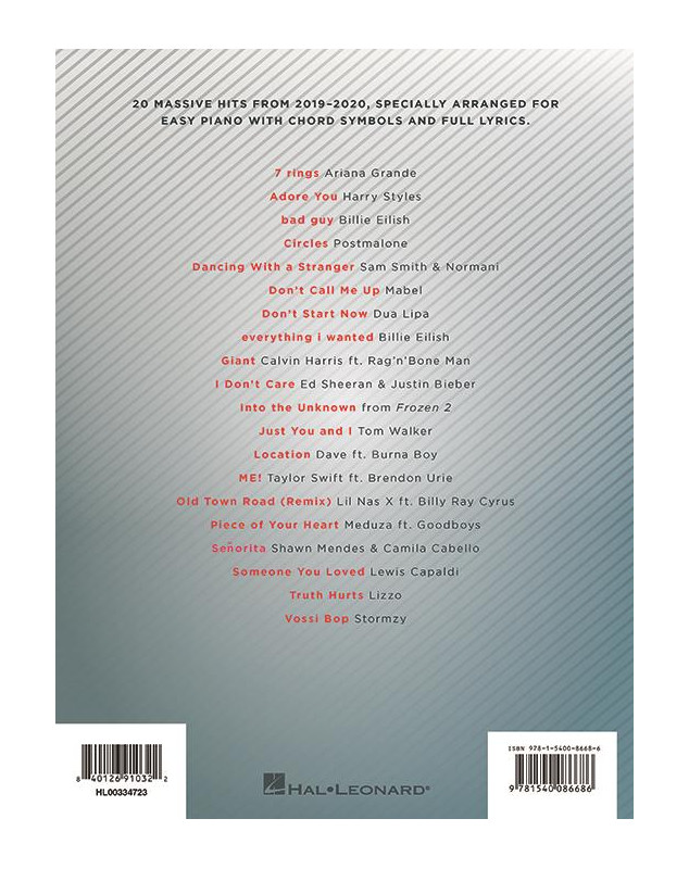 Chart Hits of 2019-2020 Piano Facile