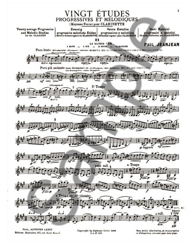 Paul Jeanjean - 20 Etudes Progressives et Mélodiques Volume 2