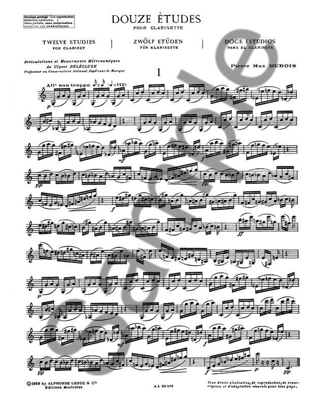 Pierre-Max Dubois : 12 Etudes pour clarinette
