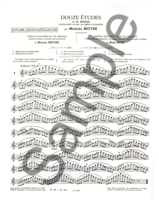 Marcel Moyse : 12 Etudes De Boehm pour flûte