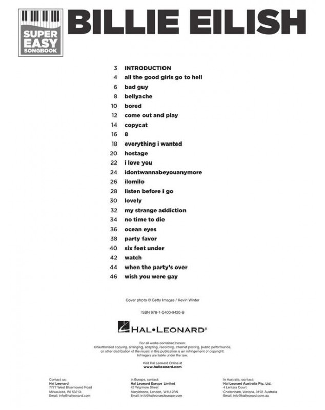 Billie Eilish - Super Easy Songbook