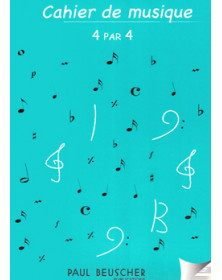 Cahier de musique 4x4 portées - reliure spirale