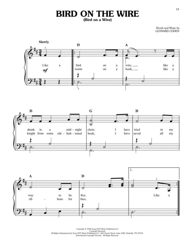 Leonard Cohen for Easy Piano