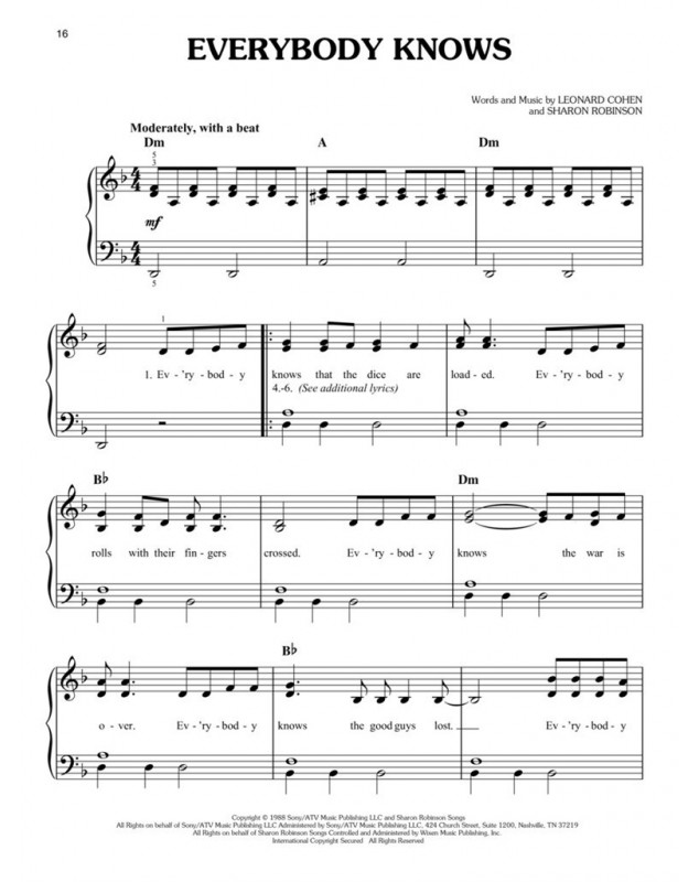 Leonard Cohen for Easy Piano