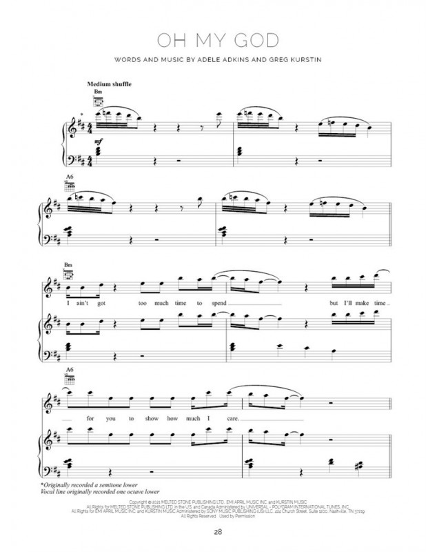 Adele 30 - pour Piano, Voix et Guitare