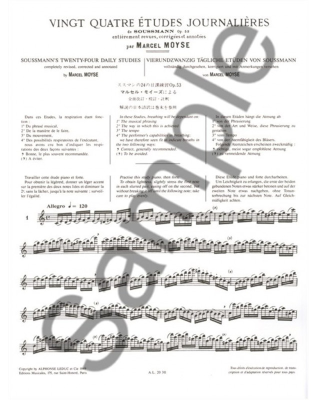 Marcel Moyse : 24 Etudes journalières de Soussmann Op.53