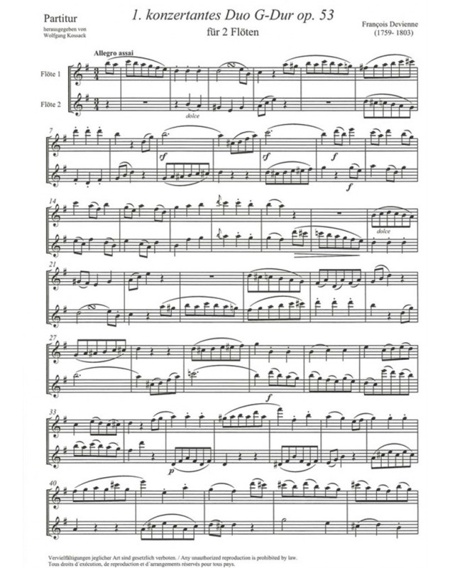 François Devienne : Duo concertant en sol majeur op. 53