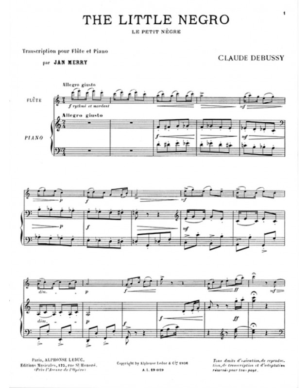 Debussy : Le Petit Nègre pour Flûte et Piano