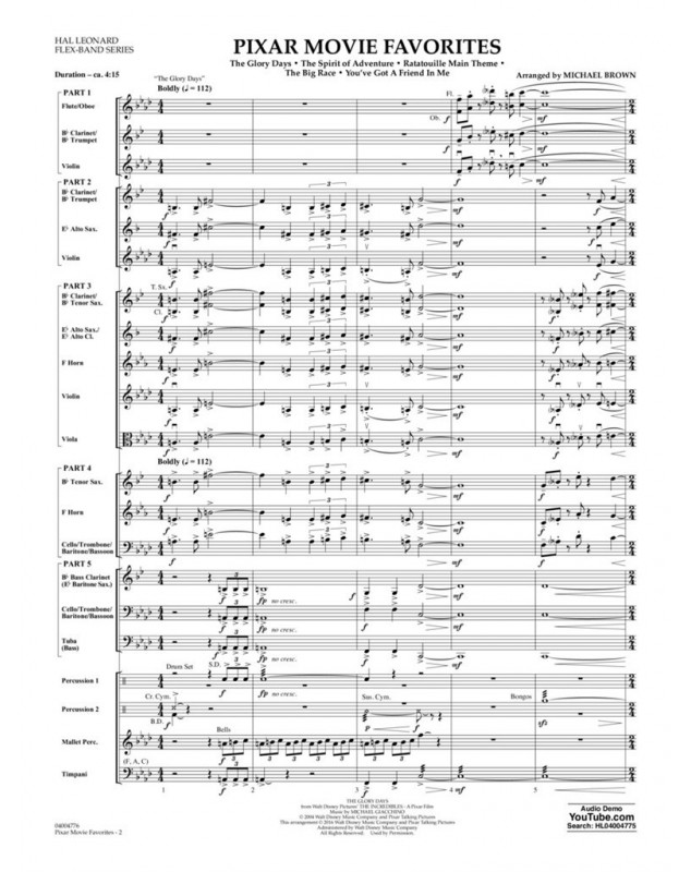 Michael Brown : Pixar Movie Favorites Flex-Band - Grade 2-3 Ensemble Flexible (5 part)