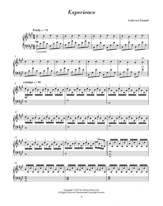 Cinema - Partition pour Piano - Ludovico Einaudi - Chester Music