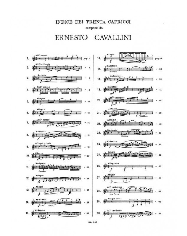 Ernesto Cavallini : 30 Capricci - 30 Caprices Pour Clarinette