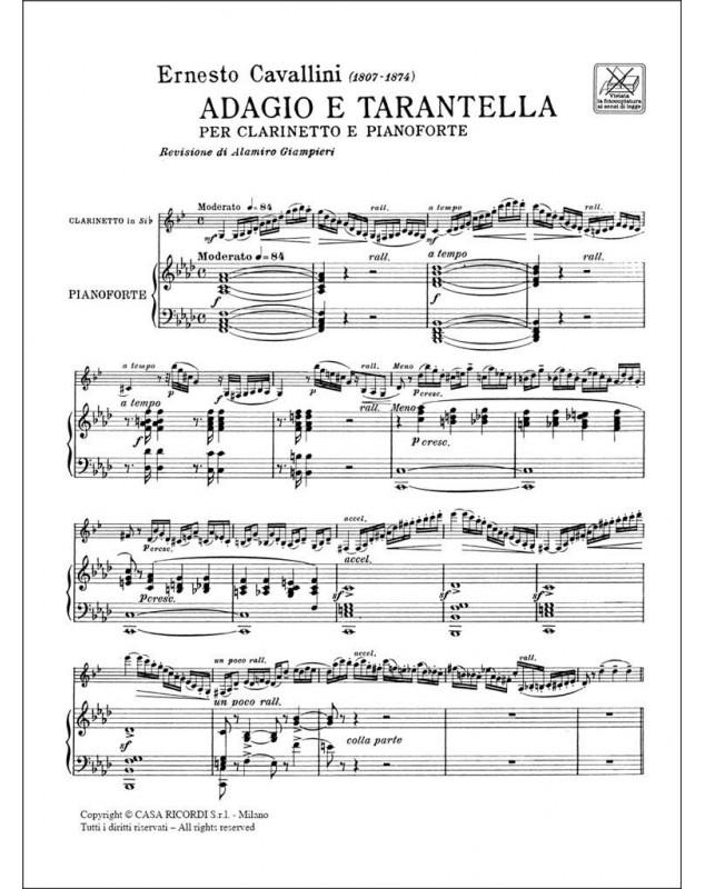Ernesto Cavallini : Adagio e Tarantella - Editions Ricordi