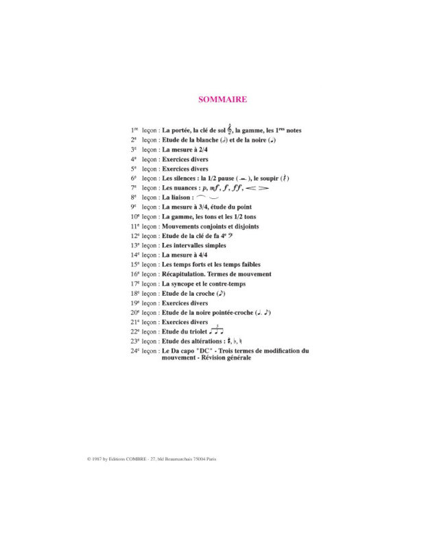 Le Guide de formation musicale Vol.1 - débutant 1 - Editions Combre