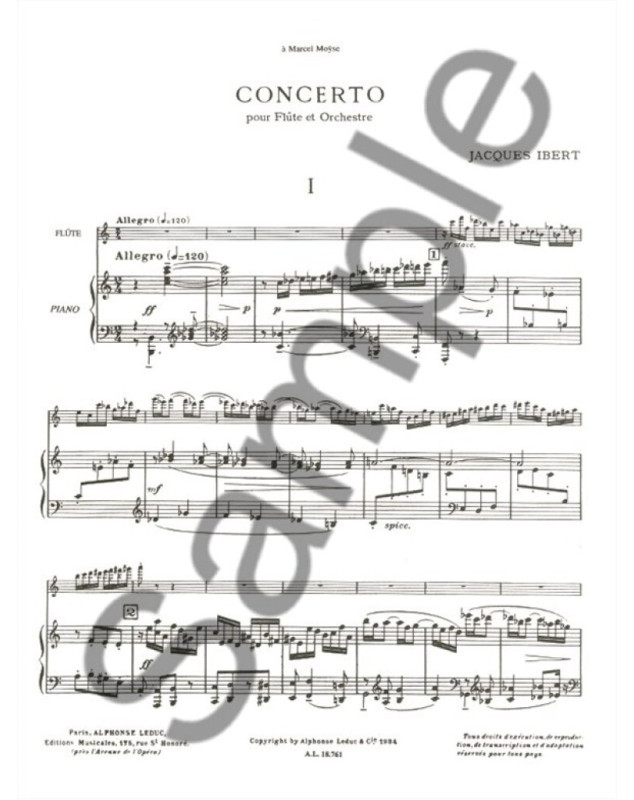 Concerto pour Flute - Jacques Ibert - Editions Alphonse Leduc