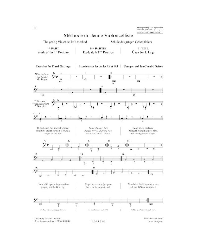 Méthode Du Jeune Violoncelliste - Feuillard - Editions Delrieu