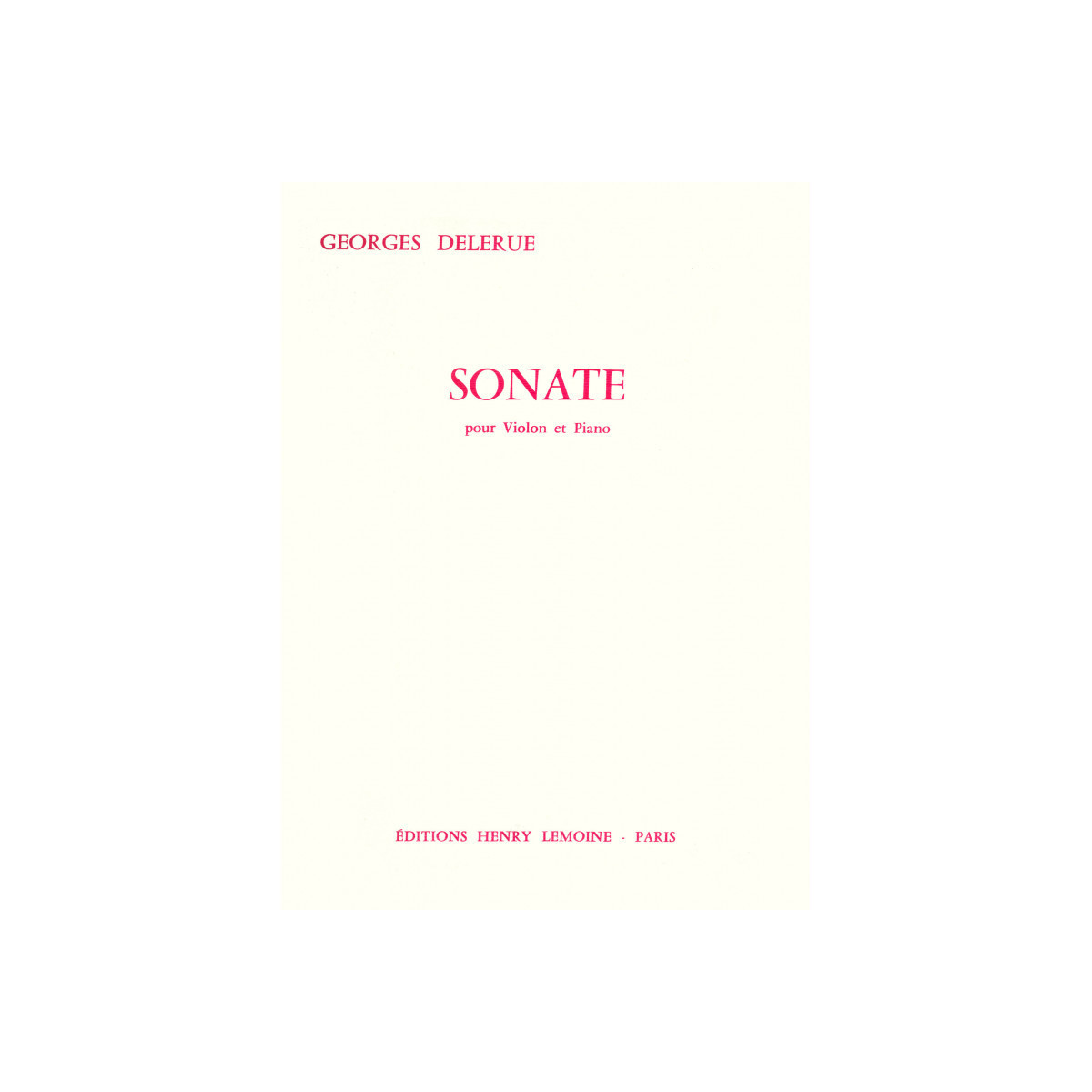 Georges Delerue : Sonate pour Violon et Piano