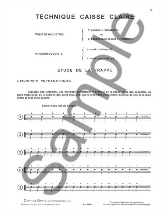 La Classe de Batterie dans les Conservatoires - Cahier 1