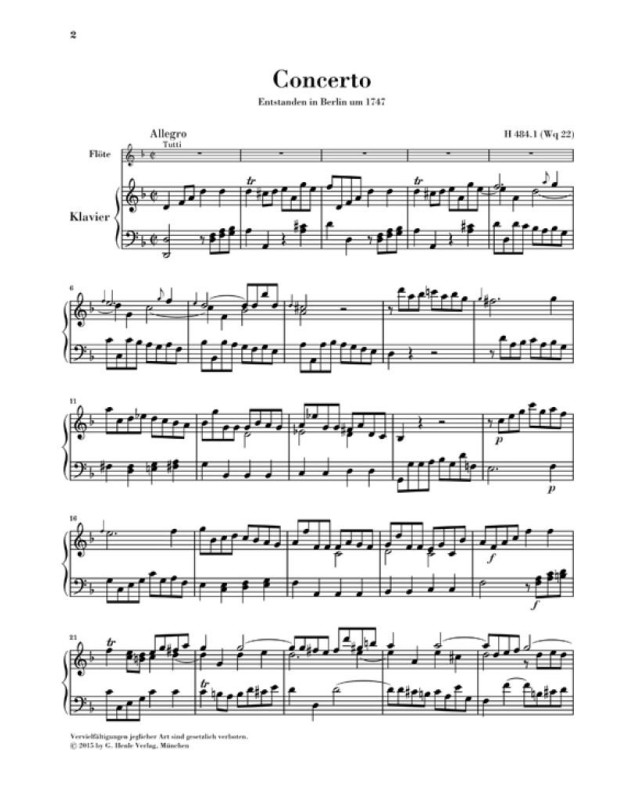 Carl Philipp Emanuel Bach : Concerto pour Flûte en ré mineur Wq 22