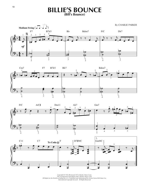 Bebop Jazz - Recueil pour Piano - Editions Hal Leonard