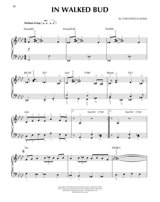 Bebop Jazz - Recueil pour Piano - Editions Hal Leonard