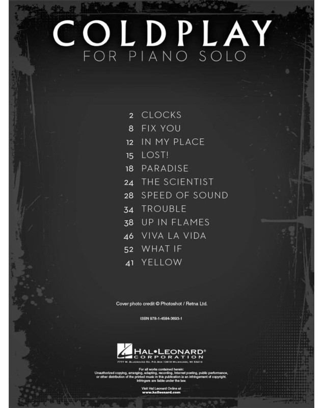 Coldplay For Piano Solo