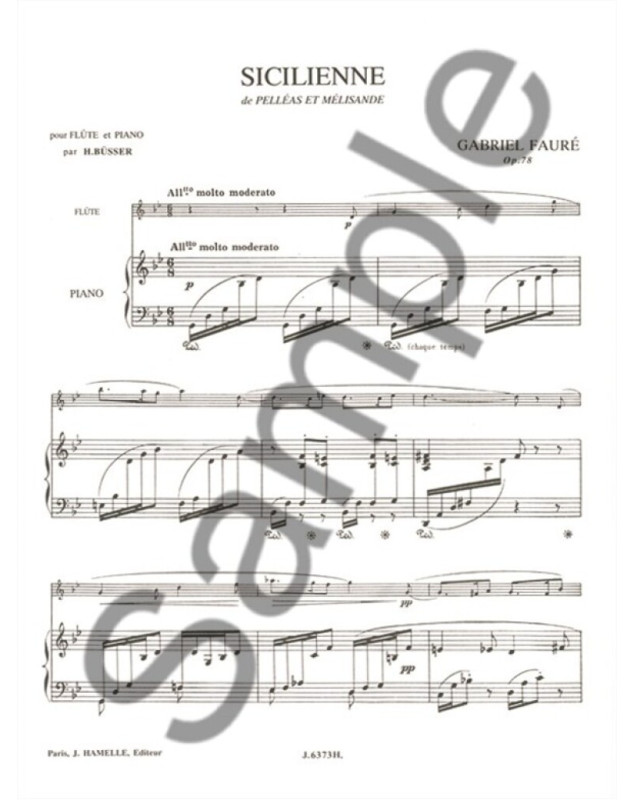 Gabriel Fauré : Sicilienne Op.78 Pour Flûte Traversière et Piano