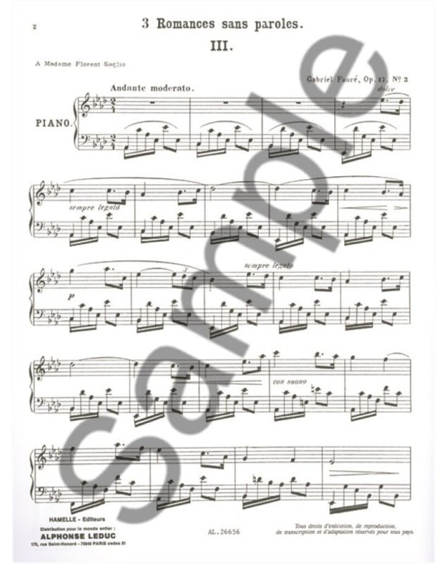 Gabriel Fauré : Romances Sans Paroles Op.17 No. 3