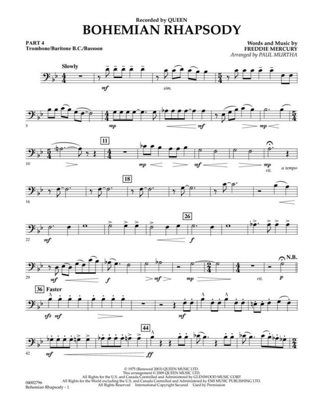 Freddie Mercury - Quenn - Paul Murtha : Bohemian Rhapsody - Flex-Band