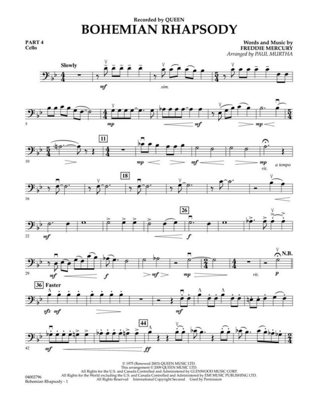 Freddie Mercury - Quenn - Paul Murtha : Bohemian Rhapsody - Flex-Band