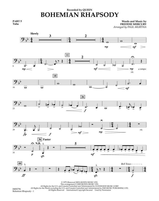 Freddie Mercury - Quenn - Paul Murtha : Bohemian Rhapsody - Flex-Band