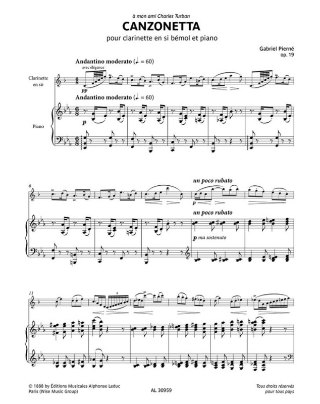 Gabriel Pierné : Canzonetta Opus 19