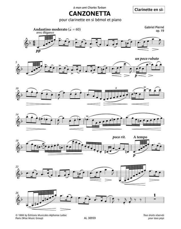 Gabriel Pierné : Canzonetta Opus 19