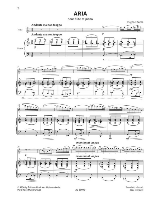 Eugène Bozza : Aria Pour Flûte traversière et Piano
