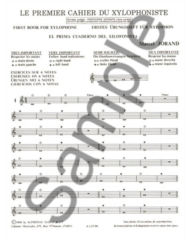 Premier Cahier Du Xylophoniste