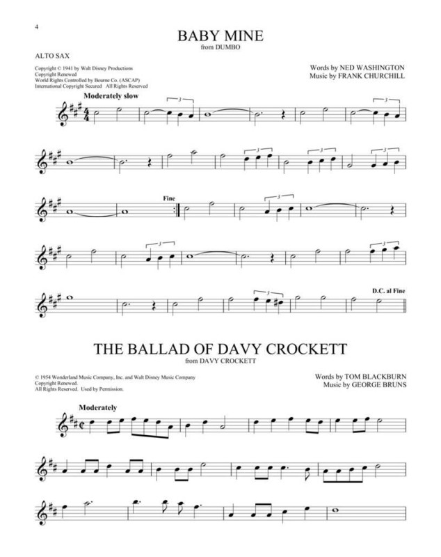 101 Disney Songs for Alto Sax   Saxophone Alto Recueil 101 Songs TV, Film, Comédie musicale   9781540002358 888680707170 HL00244