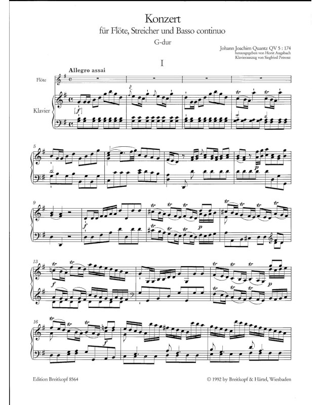 Quantz : Concerto pour Flûte en Sol majeur QV 5:174