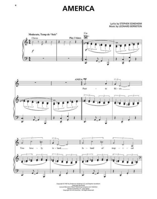 Leonard Bernstein : West Side Story - Vocals Selections Partitions pour Piano / Voix / Guitare