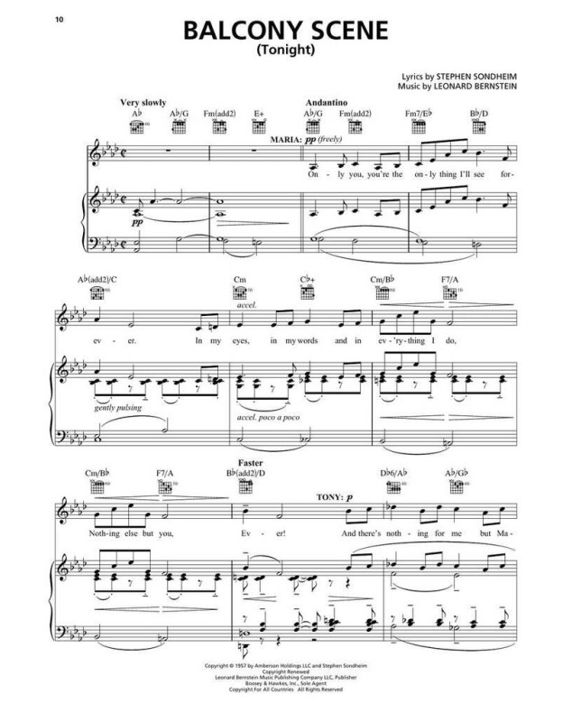 Leonard Bernstein : West Side Story - Vocals Selections Partitions pour Piano / Voix / Guitare