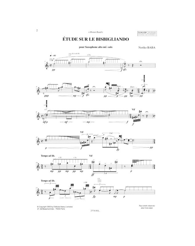 Claude Delangle : Etudes pour saxophone Vol.2